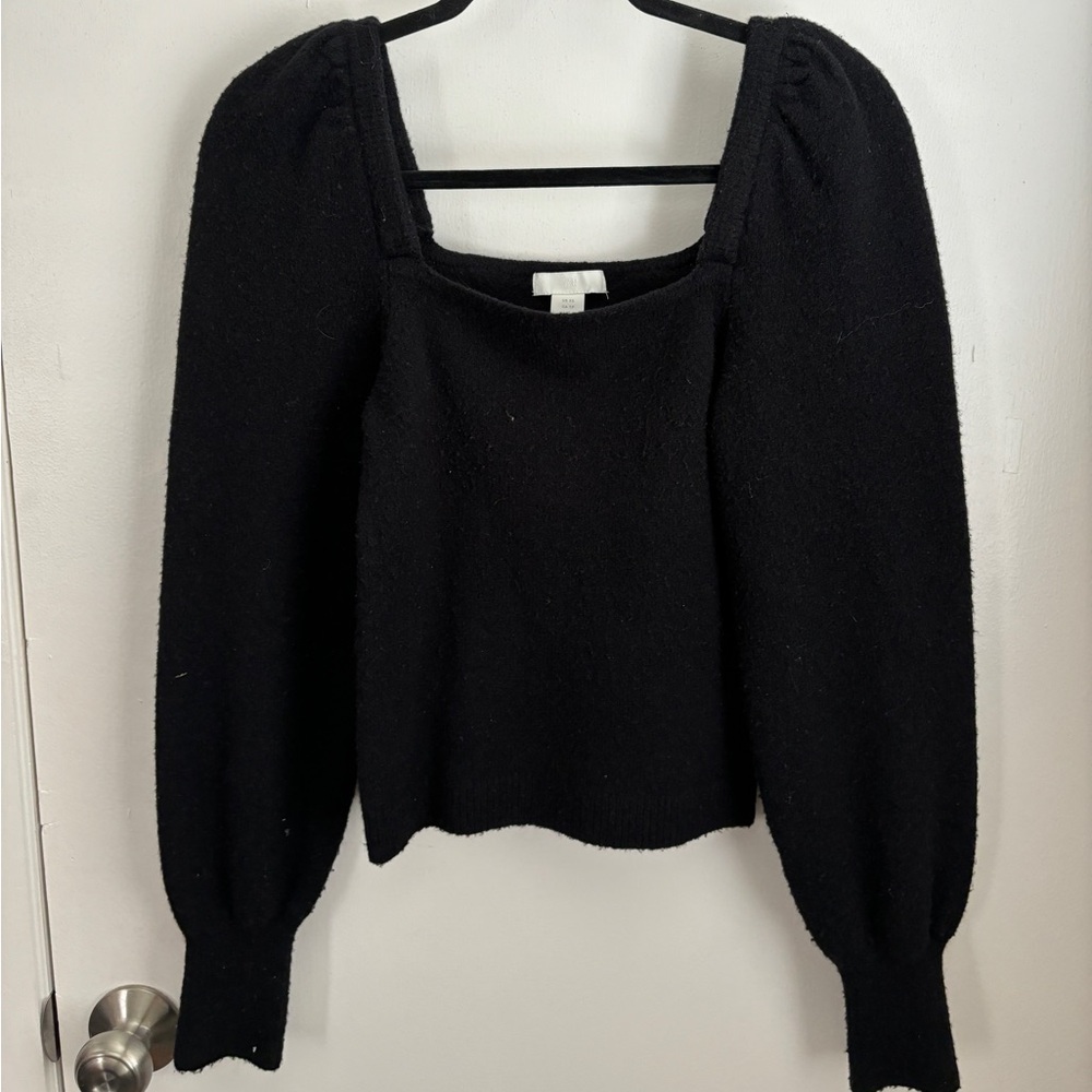 H&M Puff Long Sleeve Square Neck Sweater